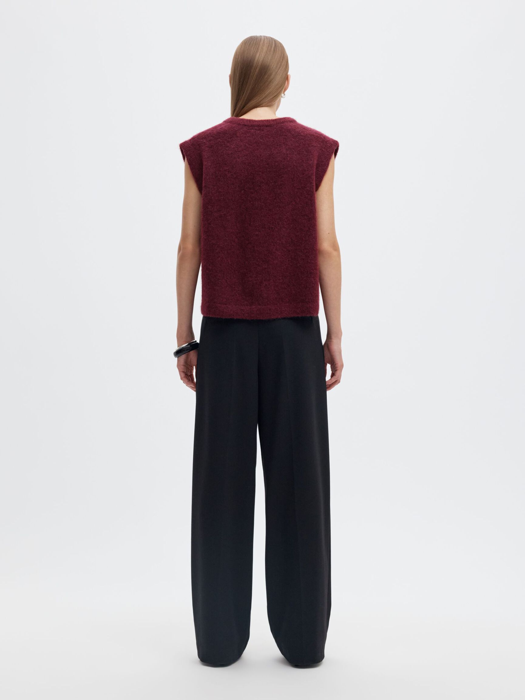 WOOL BLEND KNITTED VEST, Tawny Port, highres
