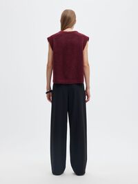 WOOL BLEND KNITTED VEST, Tawny Port, highres