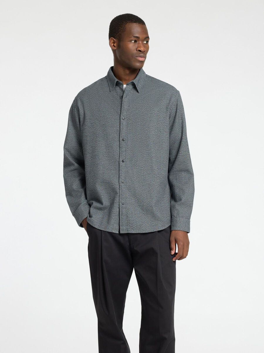 Selected LONG SLEEVED FLANNEL SHIRT, Dark Navy, highres - 16095733_DarkNavy_1143929_003.jpg