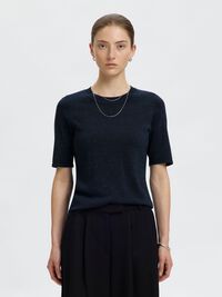 GLITTER KNITTED TOP, Dark Sapphire, highres