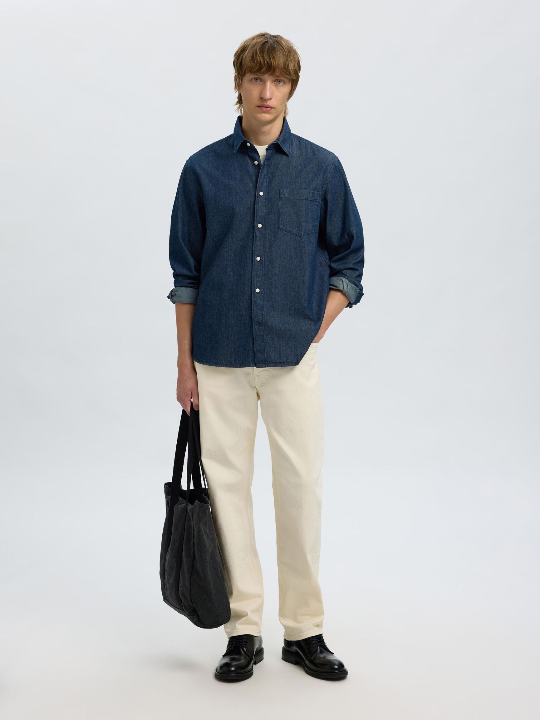 REGULAR FIT JEANSHEMD, Dark Blue Denim, highres