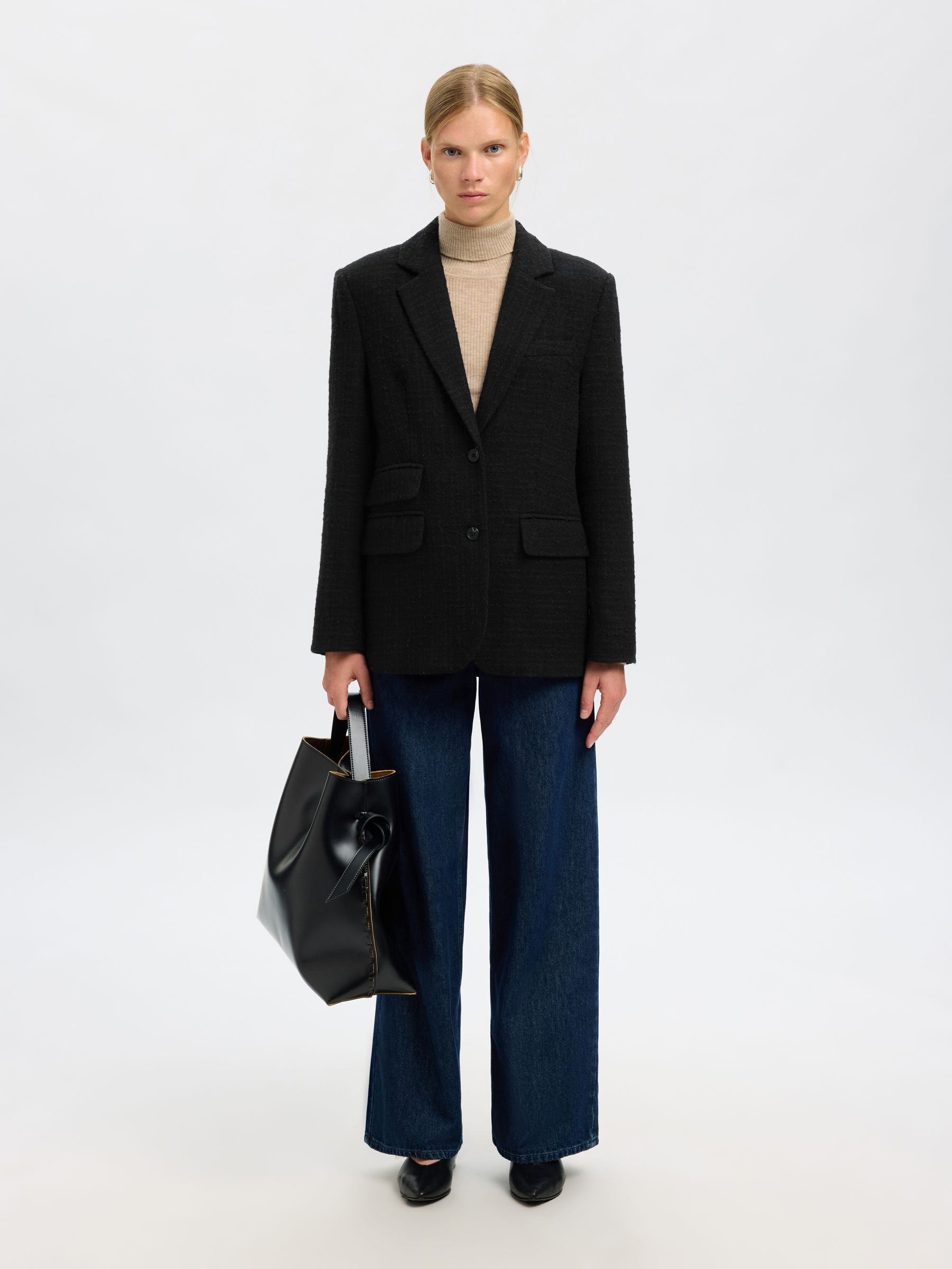 MARYNARKA JEDNORZĘDOWA, Black, highres