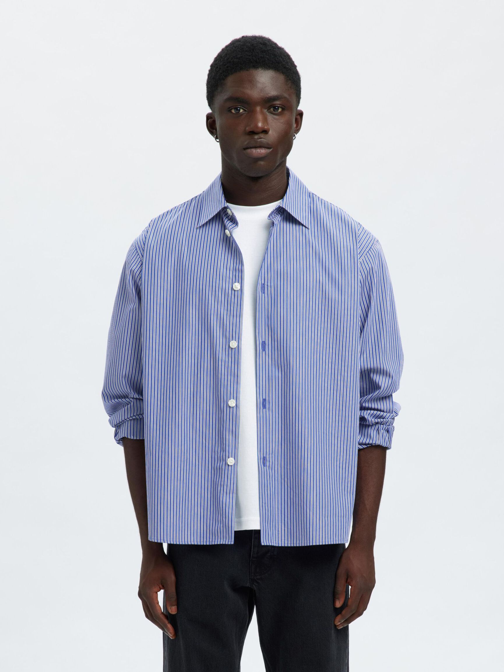 RELAXED FIT STREIFENSHIRT, Medieval Blue, highres