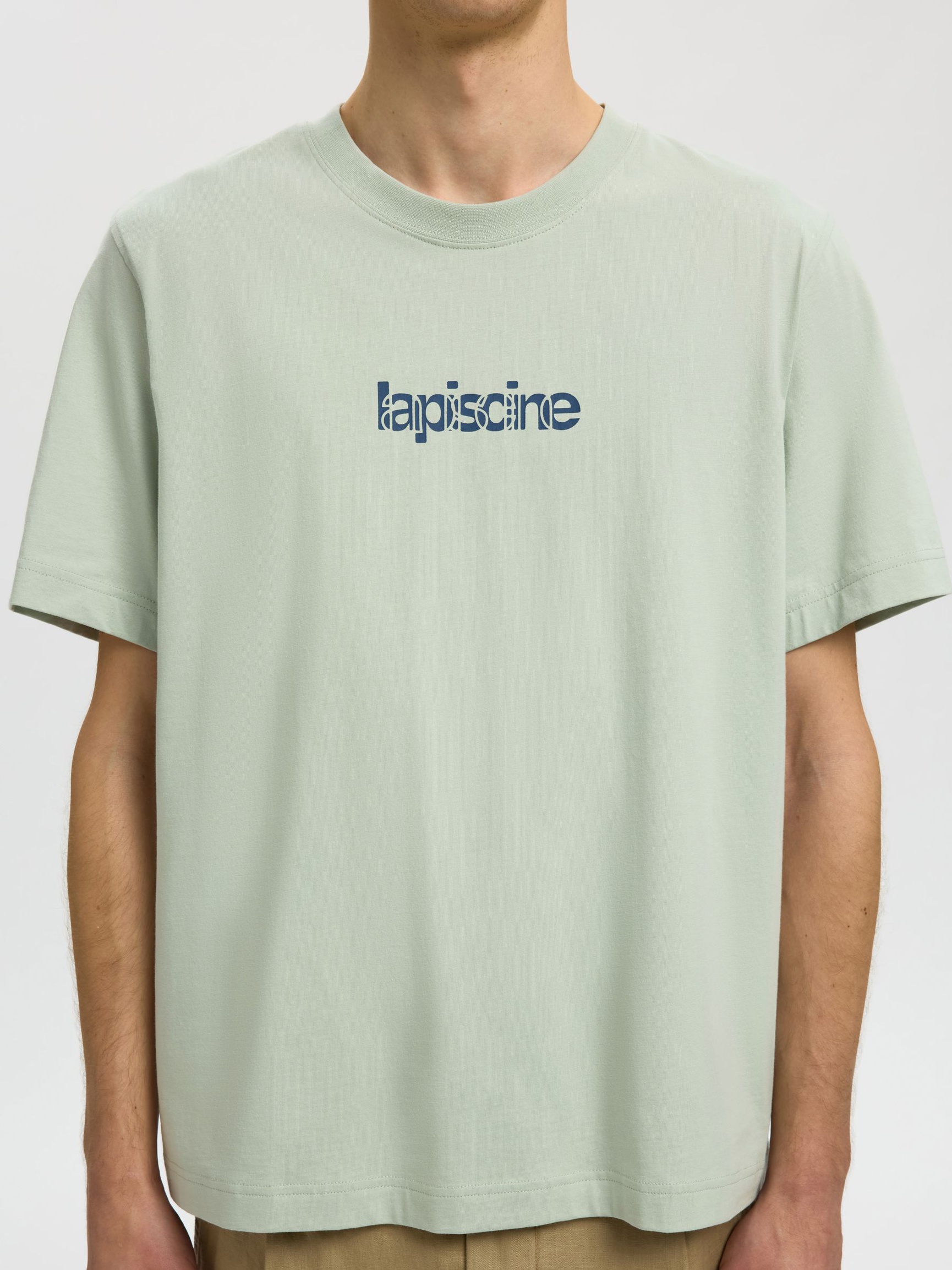 PRINT KATOEN T-SHIRT, Aqua Gray, highres
