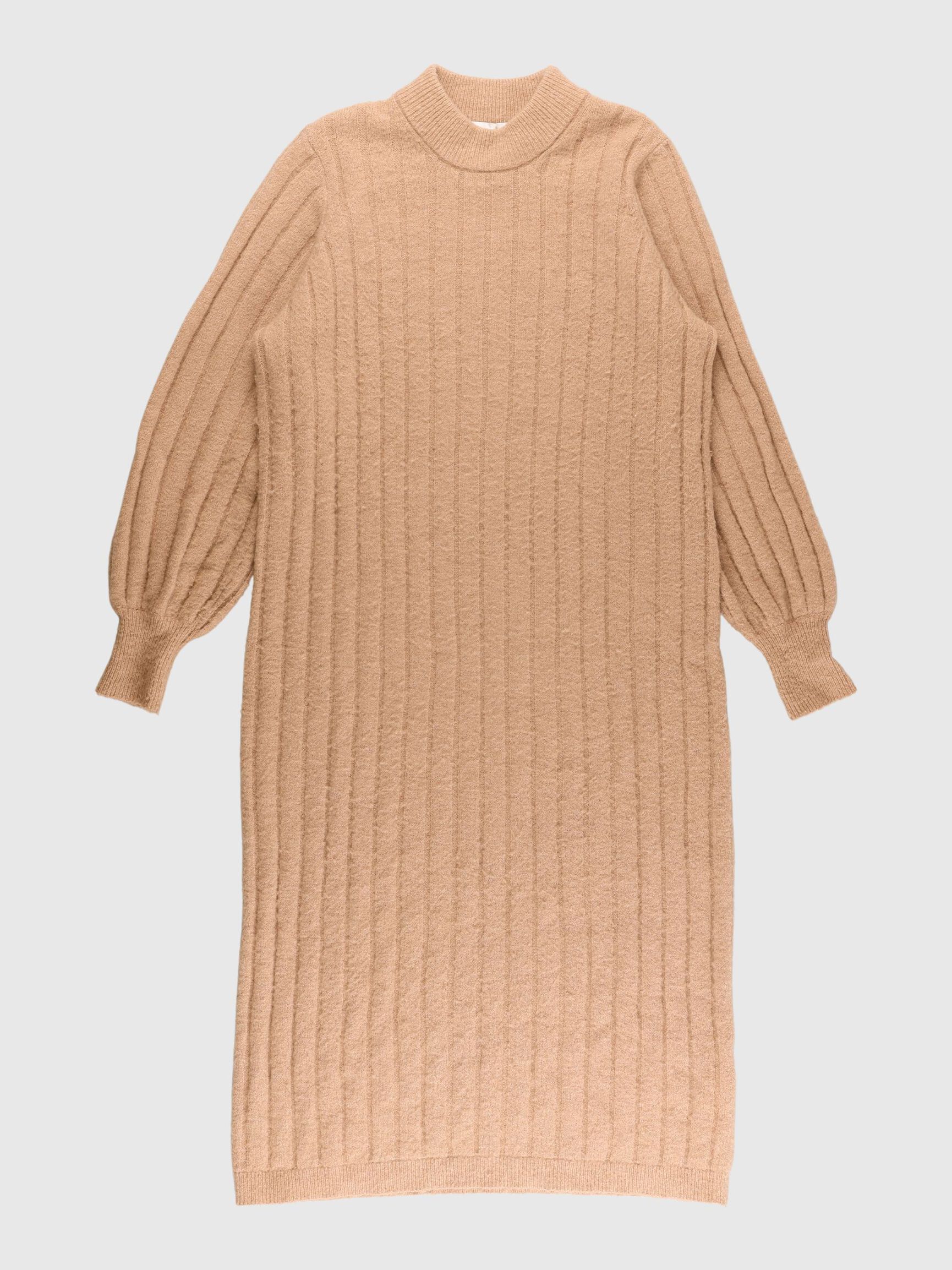 RIBGEBREIDE MAXI JURK, Warm Taupe, highres