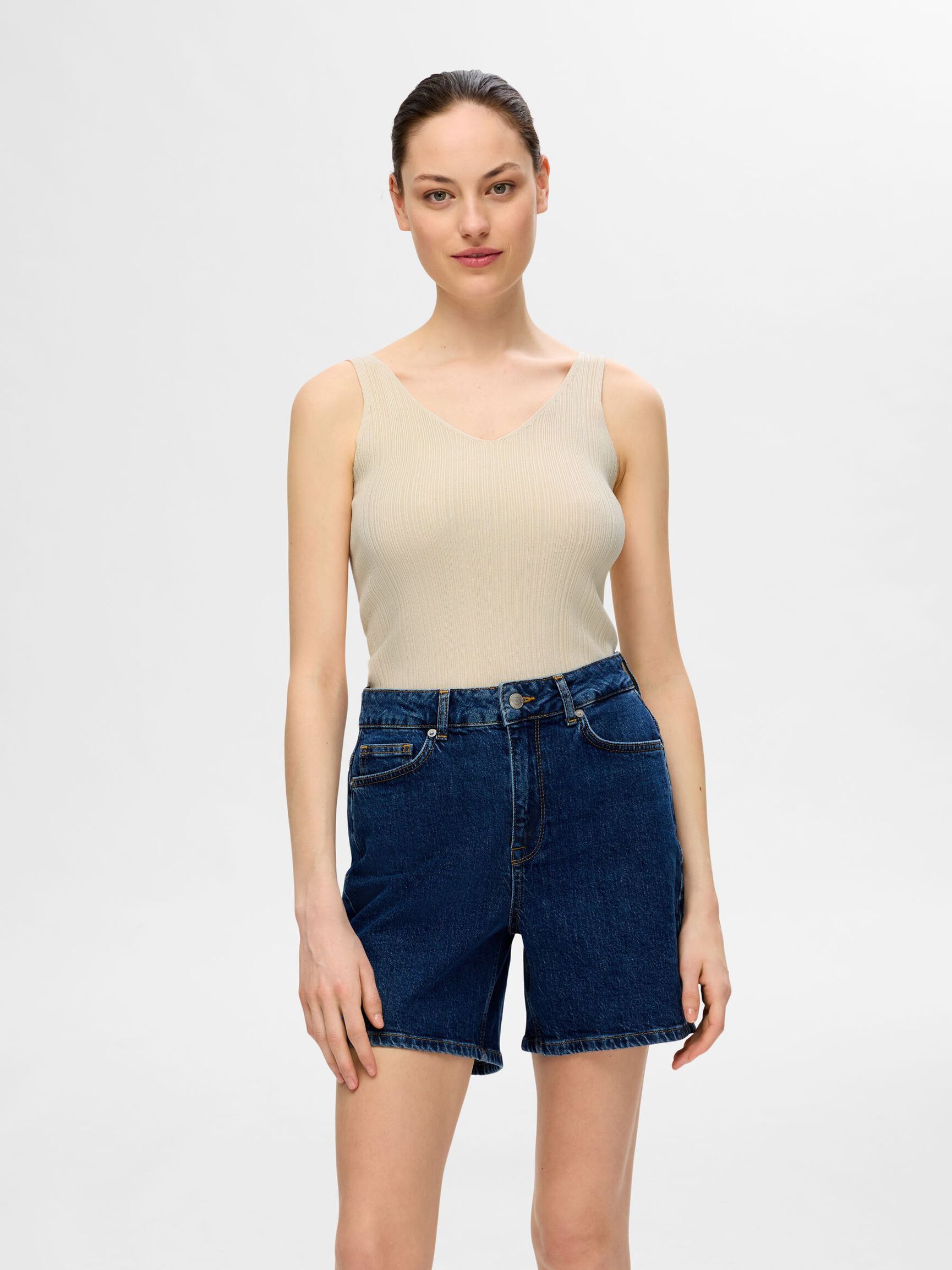 STRIKKET TANKTOP, Birch, highres