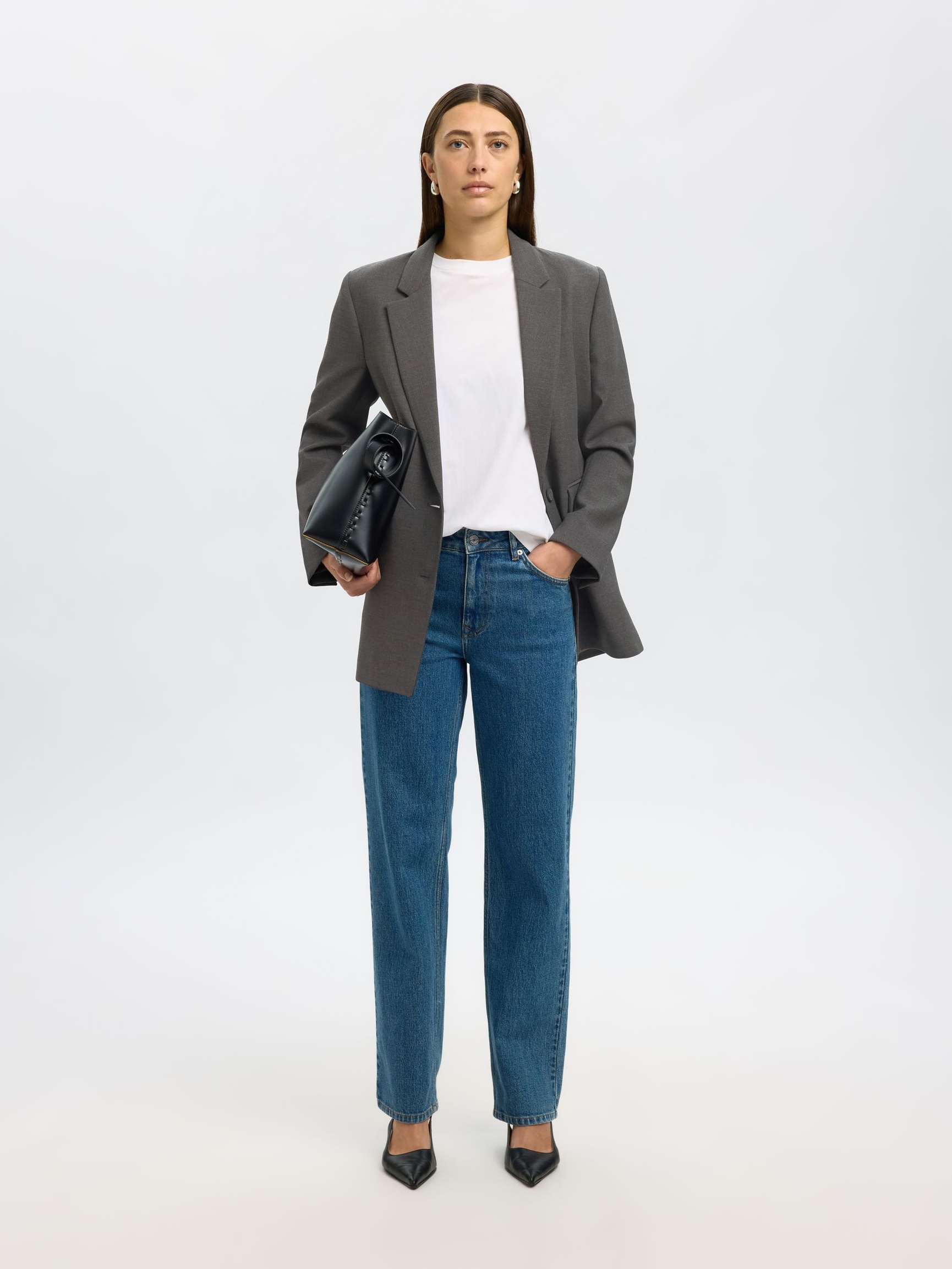 DÉCONTRACTÉ EN VISCOSE MÉLANGÉE BLAZER, Dark Grey Melange, highres