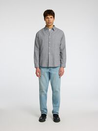 LONG SLEEVED FLANNEL SHIRT, Grey Melange, highres