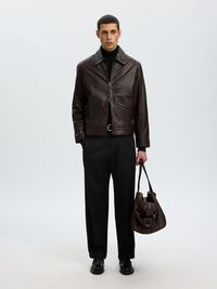 WOOL BLEND LOOSE-FIT TROUSERS, Black, highres