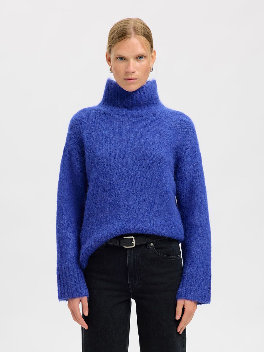 Product tile image - WOOL BLEND HIGH-NECK JUMPER, Dazzling Blue | 16091863_DazzlingBlue