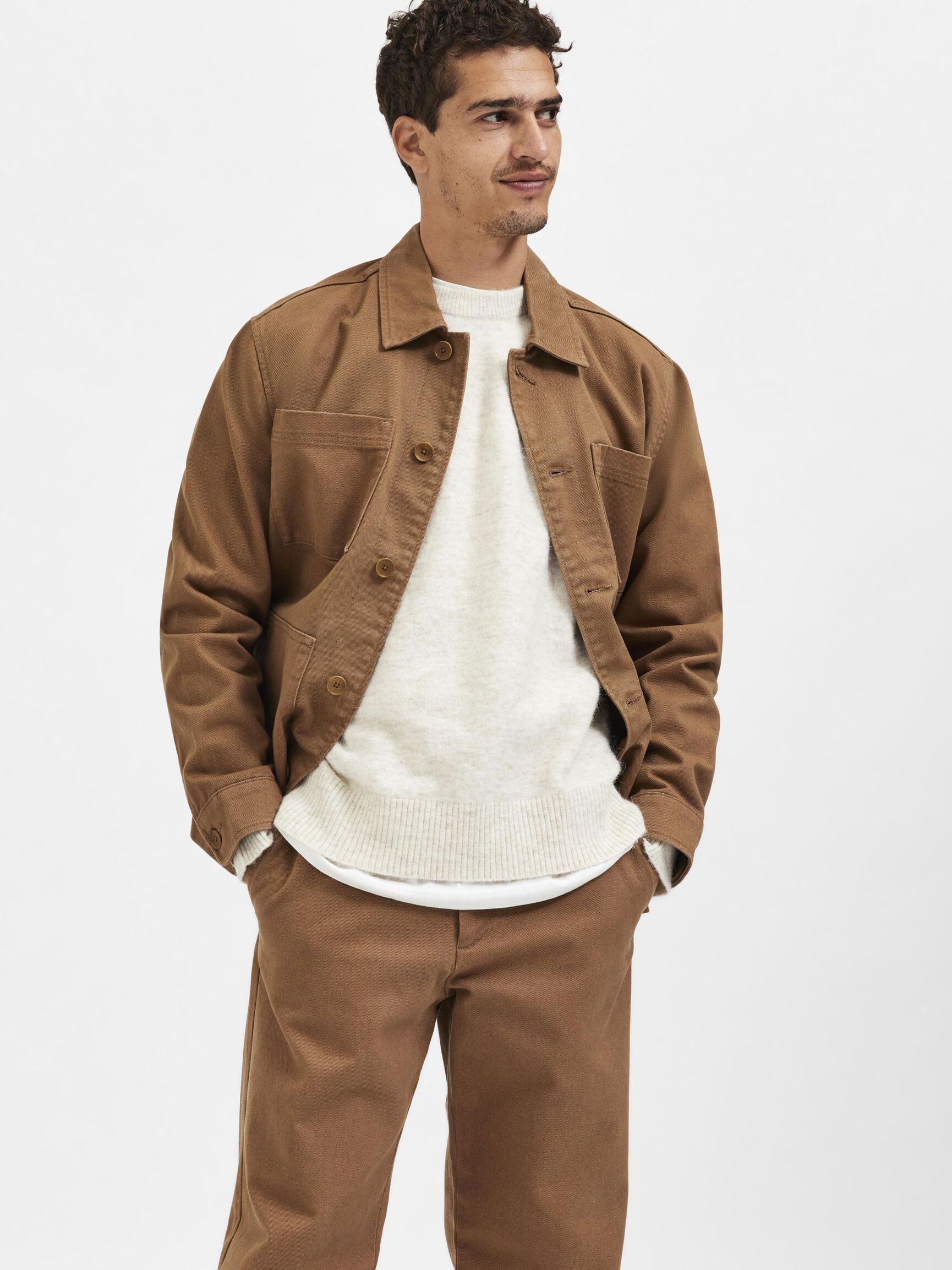 LONG-SLEEVED KNITTED JUMPER, Oatmeal, highres