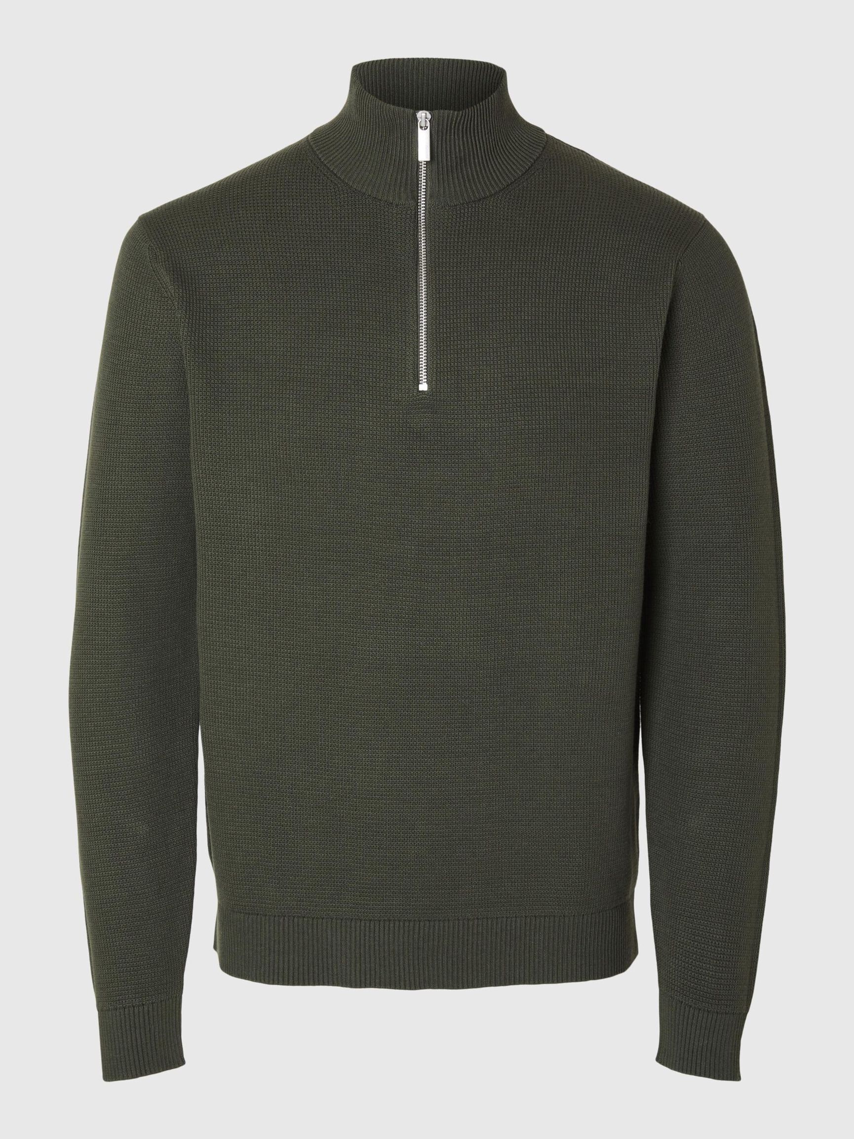 HALVE RITSSLUITING SWEATER, Forest Night, highres
