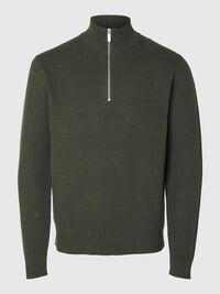 HALVE RITSSLUITING SWEATER, Forest Night, highres