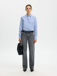 TÆTSIDDENDE STRIBET SKJORTE, Bright White, highres