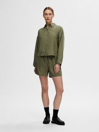 LINEN SHIRT, Olivine, highres