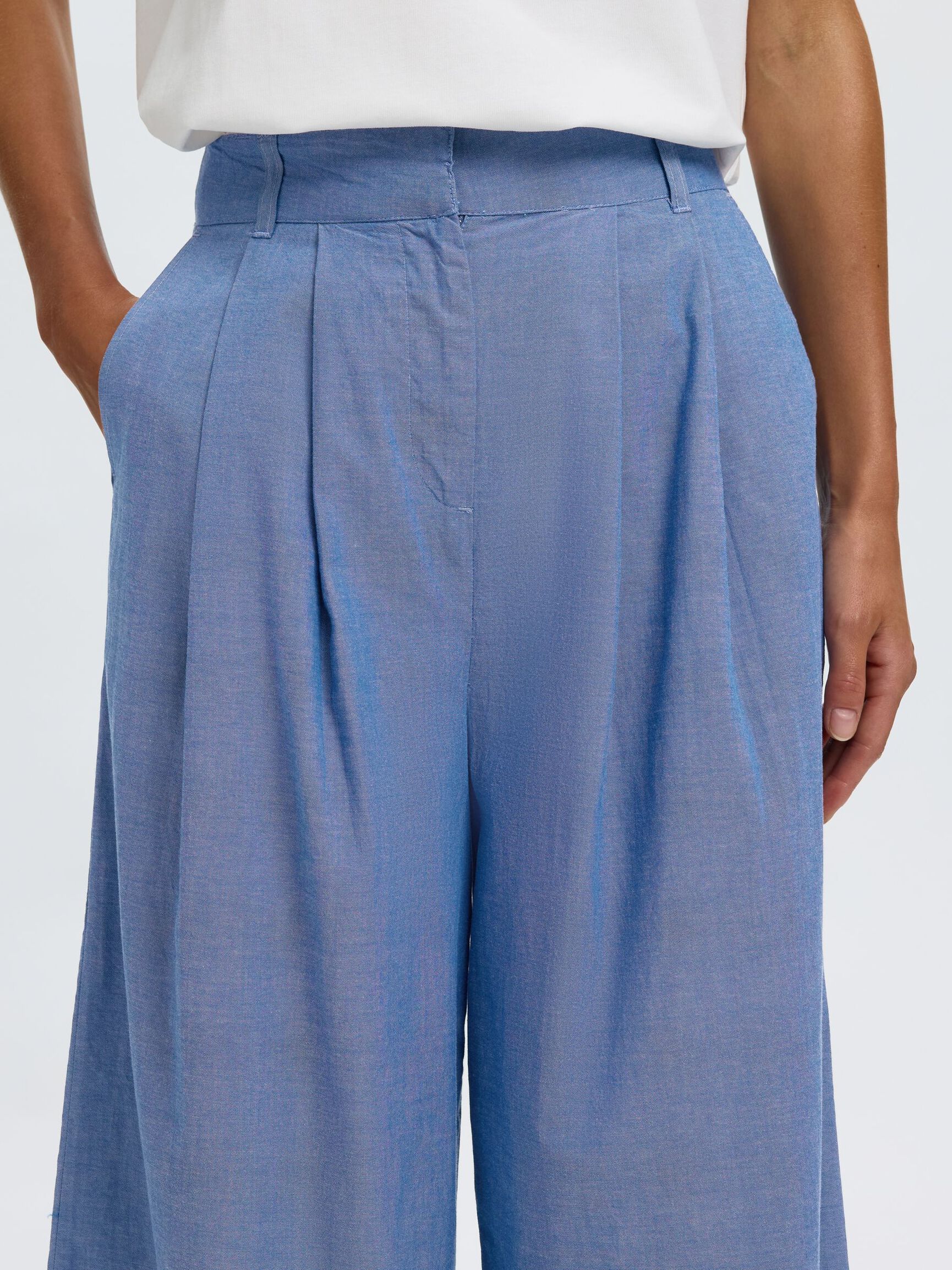 PLEATED WIDE-LEG TROUSERS, Dark Blue, highres