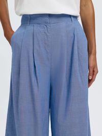 PLEATED WIDE-LEG TROUSERS, Dark Blue, highres