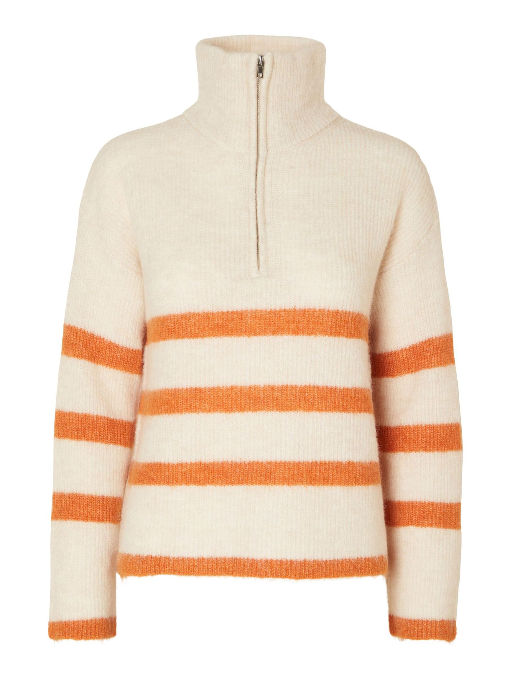 EN LAINE MÉLANGÉE À FERMETURE ÉCLAIR PULLOVER, Birch, highres