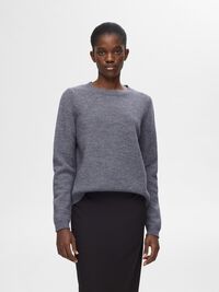 100% WOOL JUMPER, Medium Grey Melange, highres