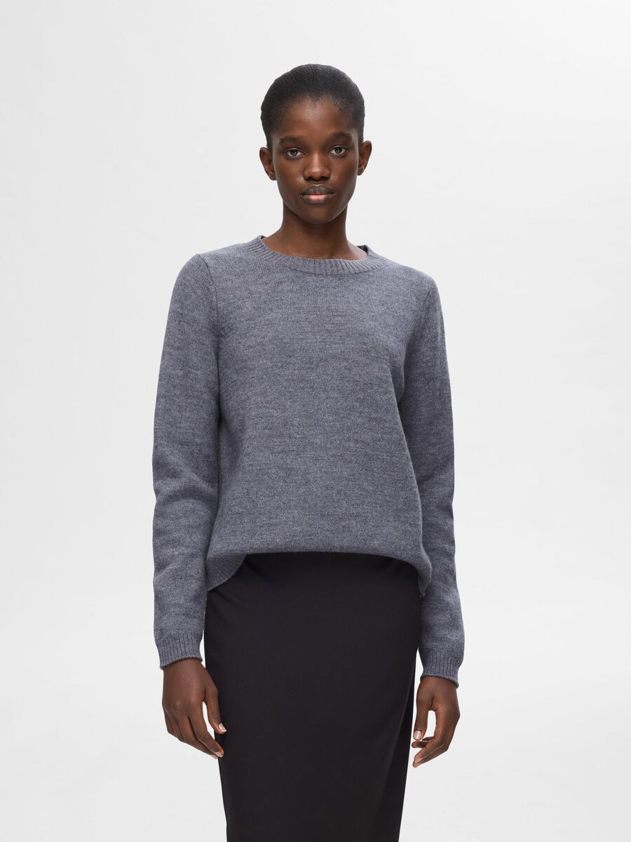 Selected 100% WOOL JUMPER, Medium Grey Melange, highres - 16094186_MediumGreyMelange_003.jpg