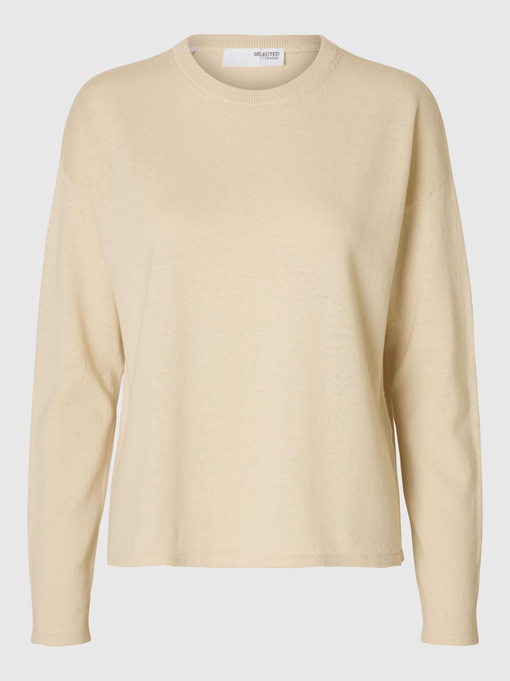 LINEN BLEND KNITTED JUMPER, Birch, highres
