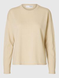 LINEN BLEND KNITTED JUMPER, Birch, highres