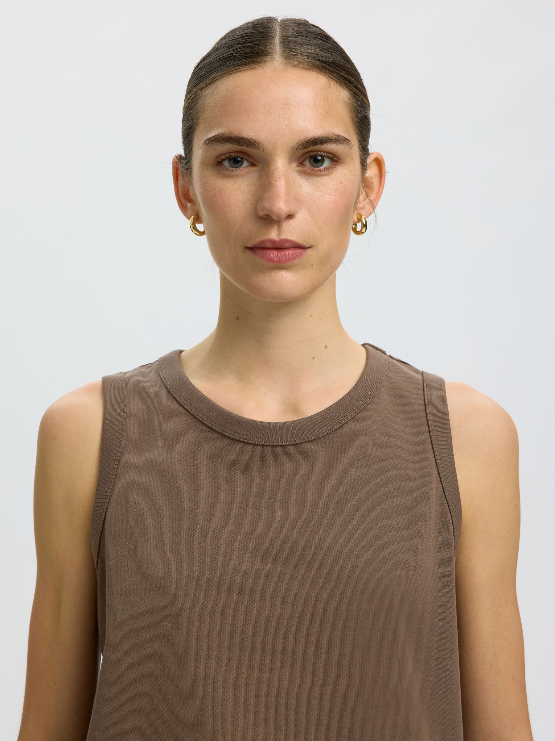 100% COTTON TANK TOP, Chocolate Chip, highres