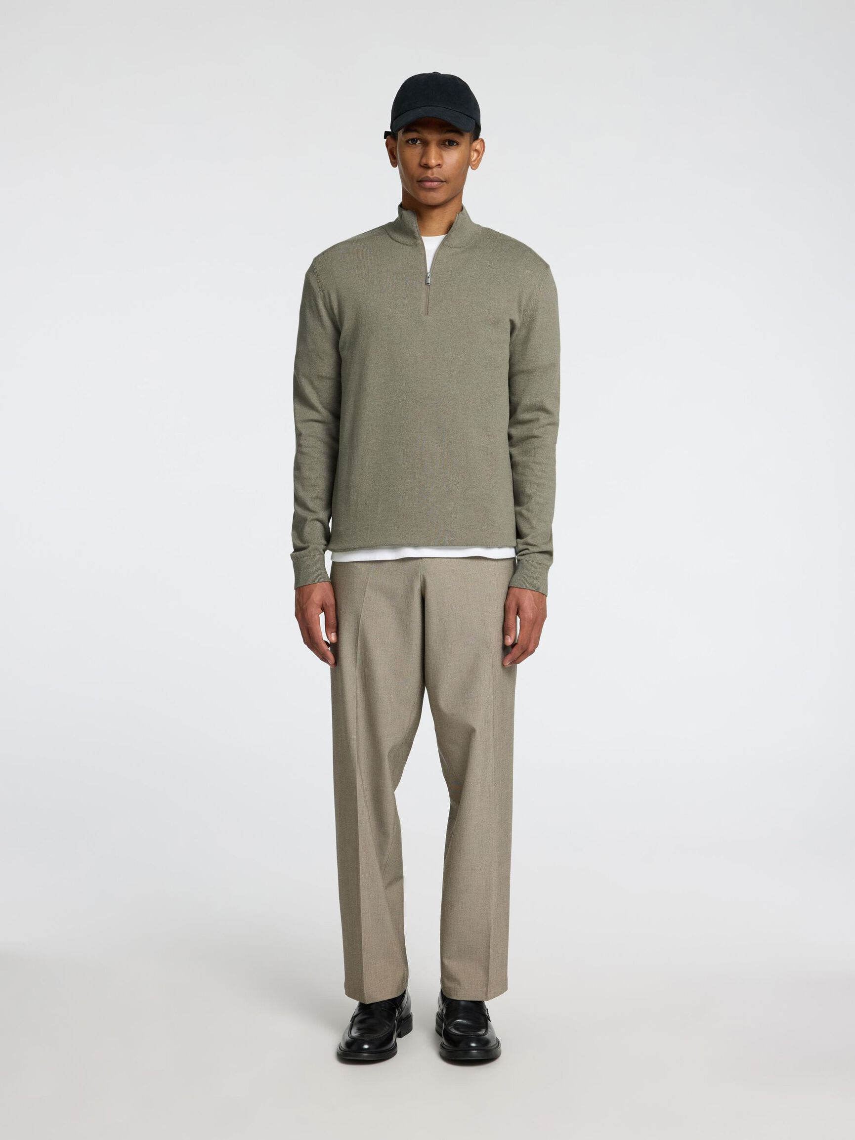 HALF-ZIP STRICKPULLOVER, Vetiver, highres