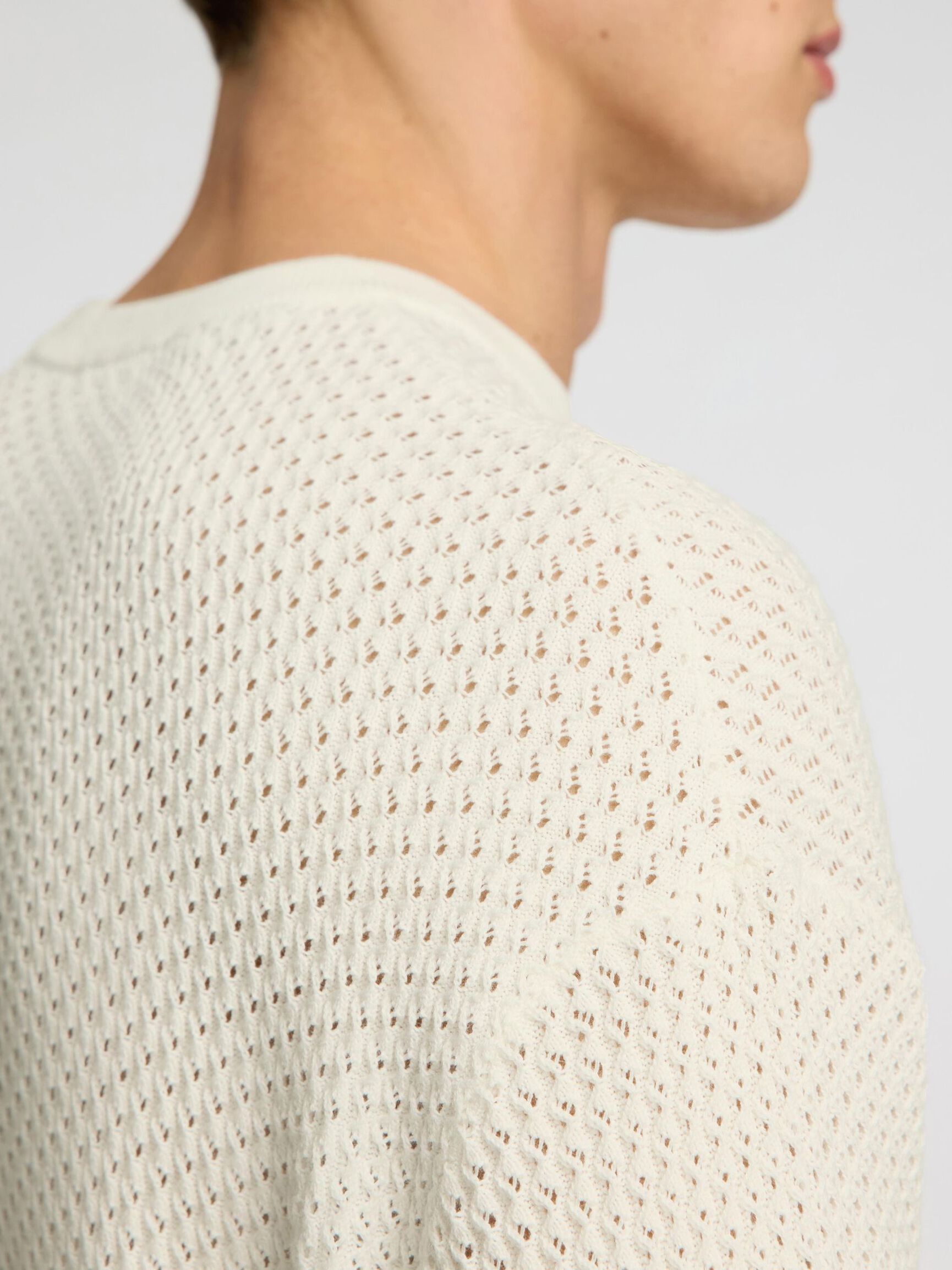 KNITTED T-SHIRT, Egret, highres