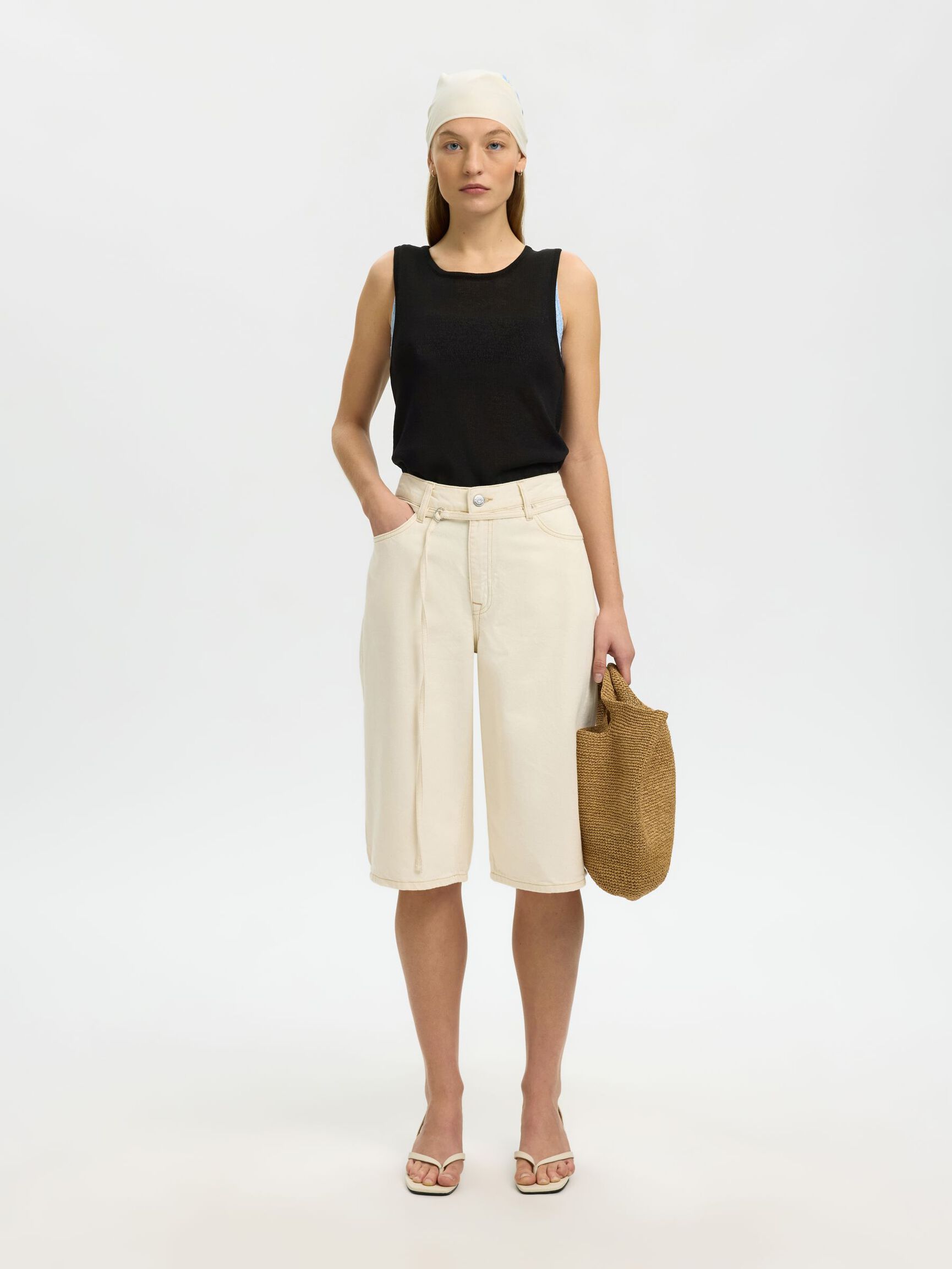 GEBREIDE TANKTOP, Black, highres