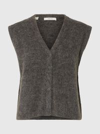 WOOL BLEND KNITTED VEST, Medium Grey Melange, highres