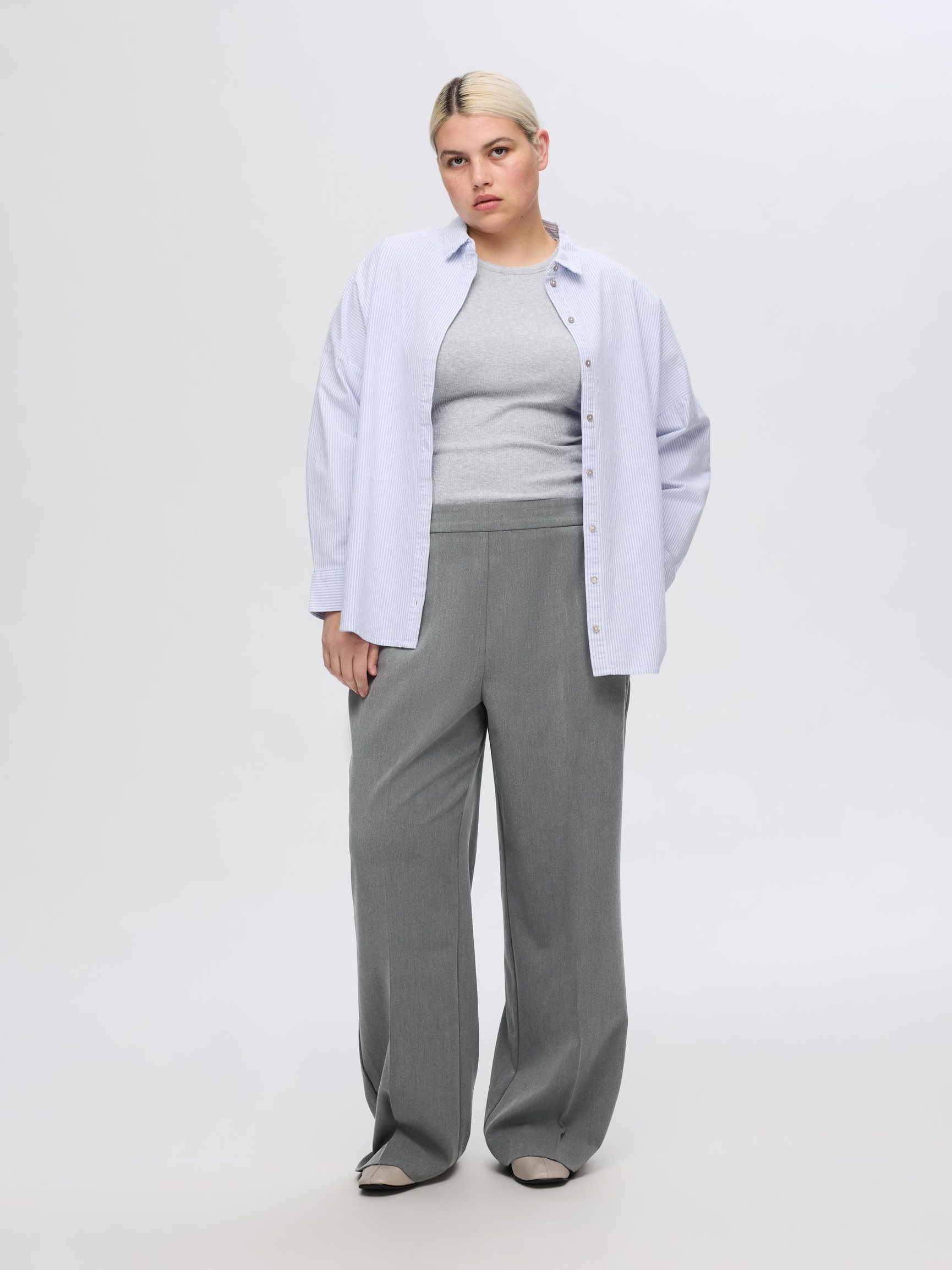 COUPE LARGE PANTALON, Medium Grey Melange, highres