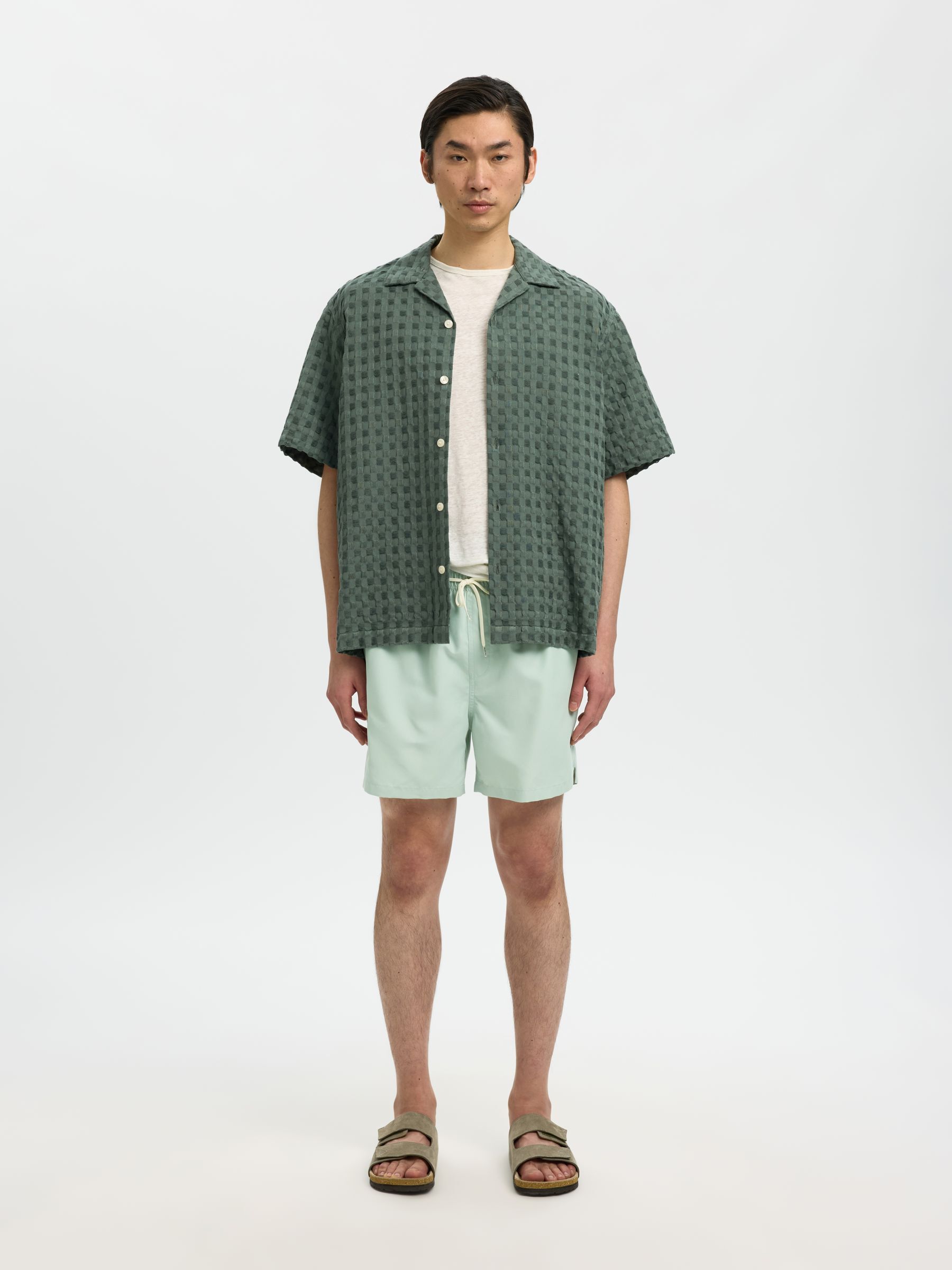 KLASSISCHE BADESHORTS, Aqua Gray, highres