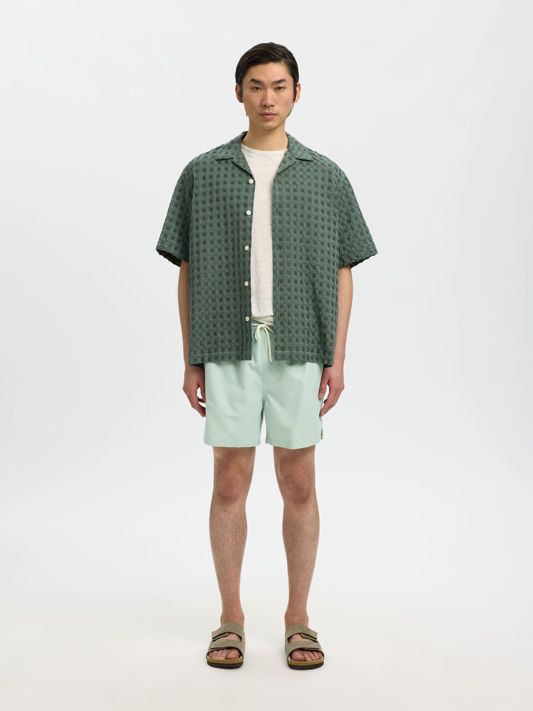 KLASSISCHE BADESHORTS, Aqua Gray, highres