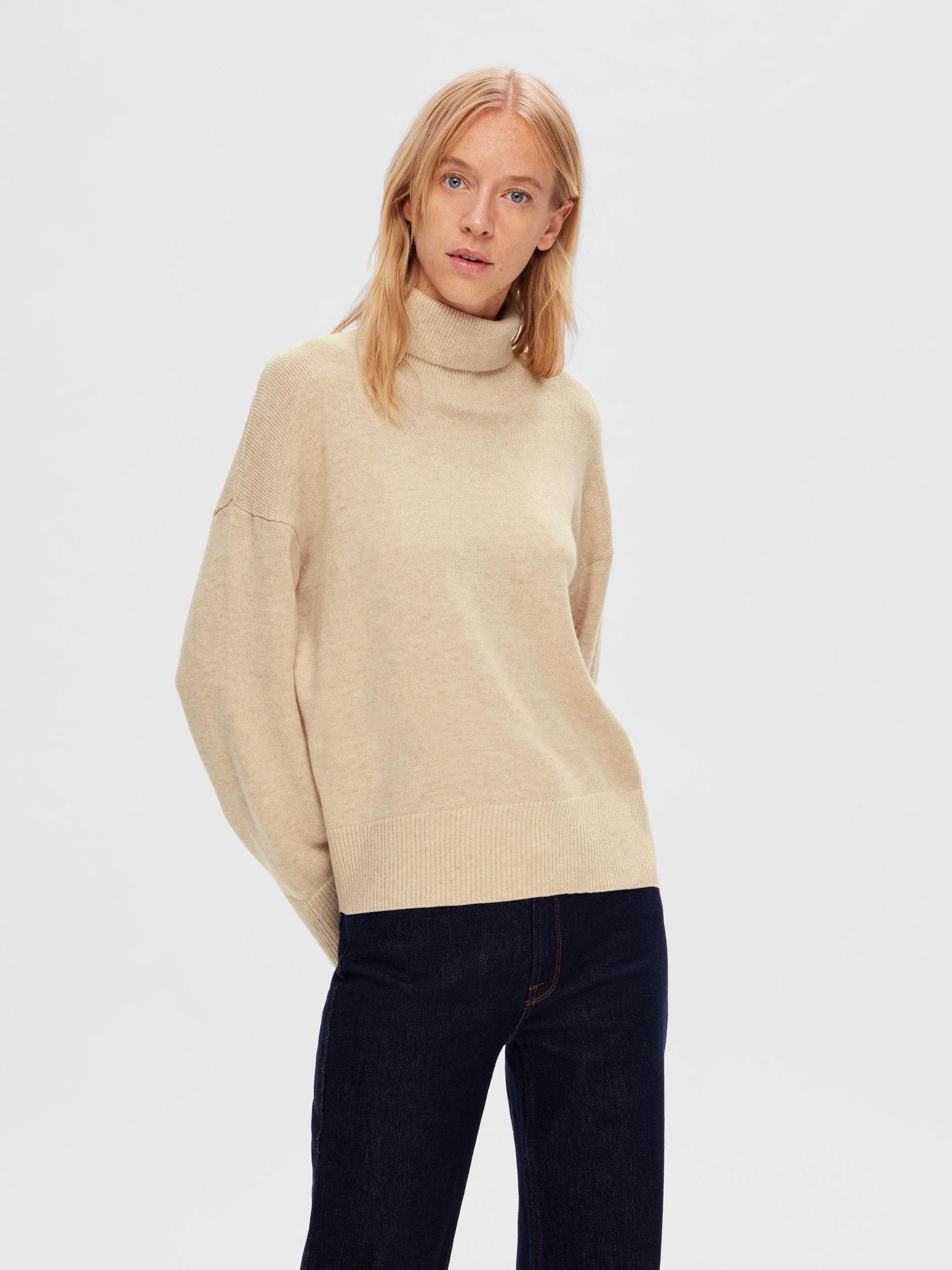 LAINE MÉLANGÉE COL ROULÉ PULL, Off. White Melange, highres