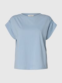 COTTON SHORT SLEEVED TOP, Dusty Blue, highres