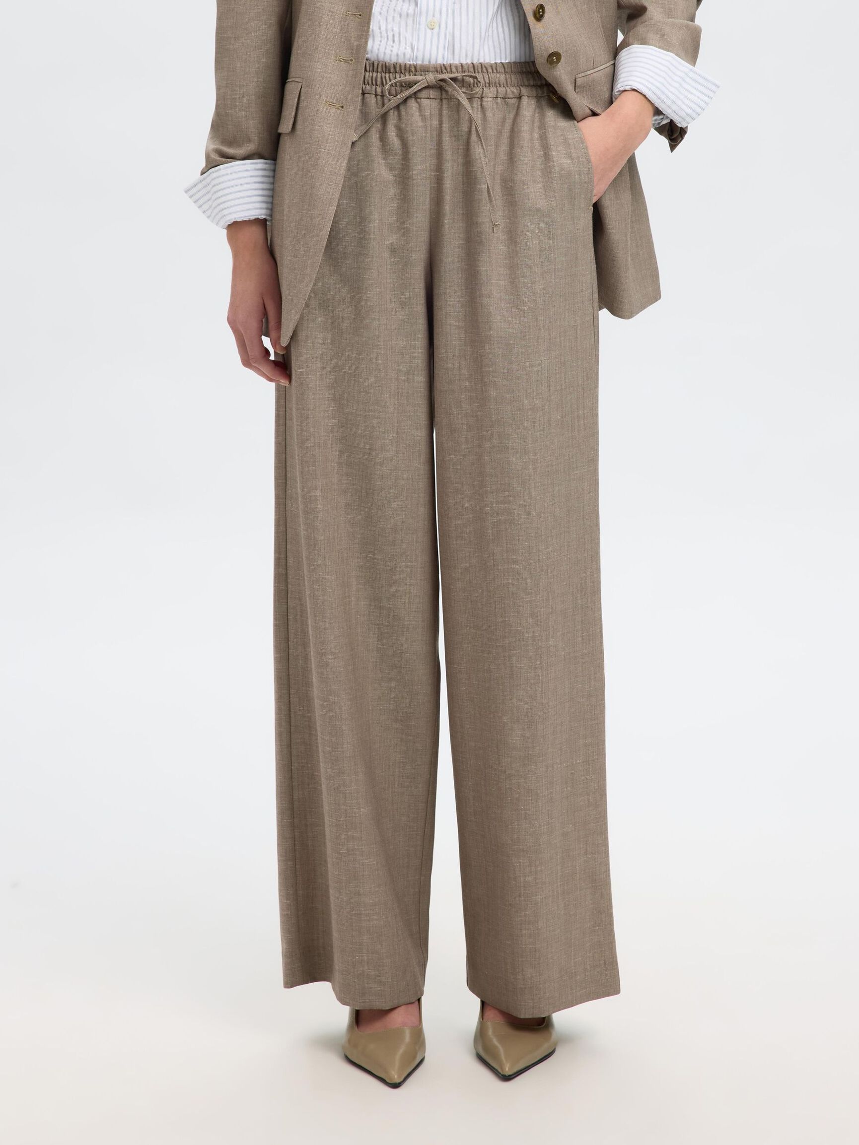 WOOL BLEND SUIT TROUSERS, Oatmeal, highres