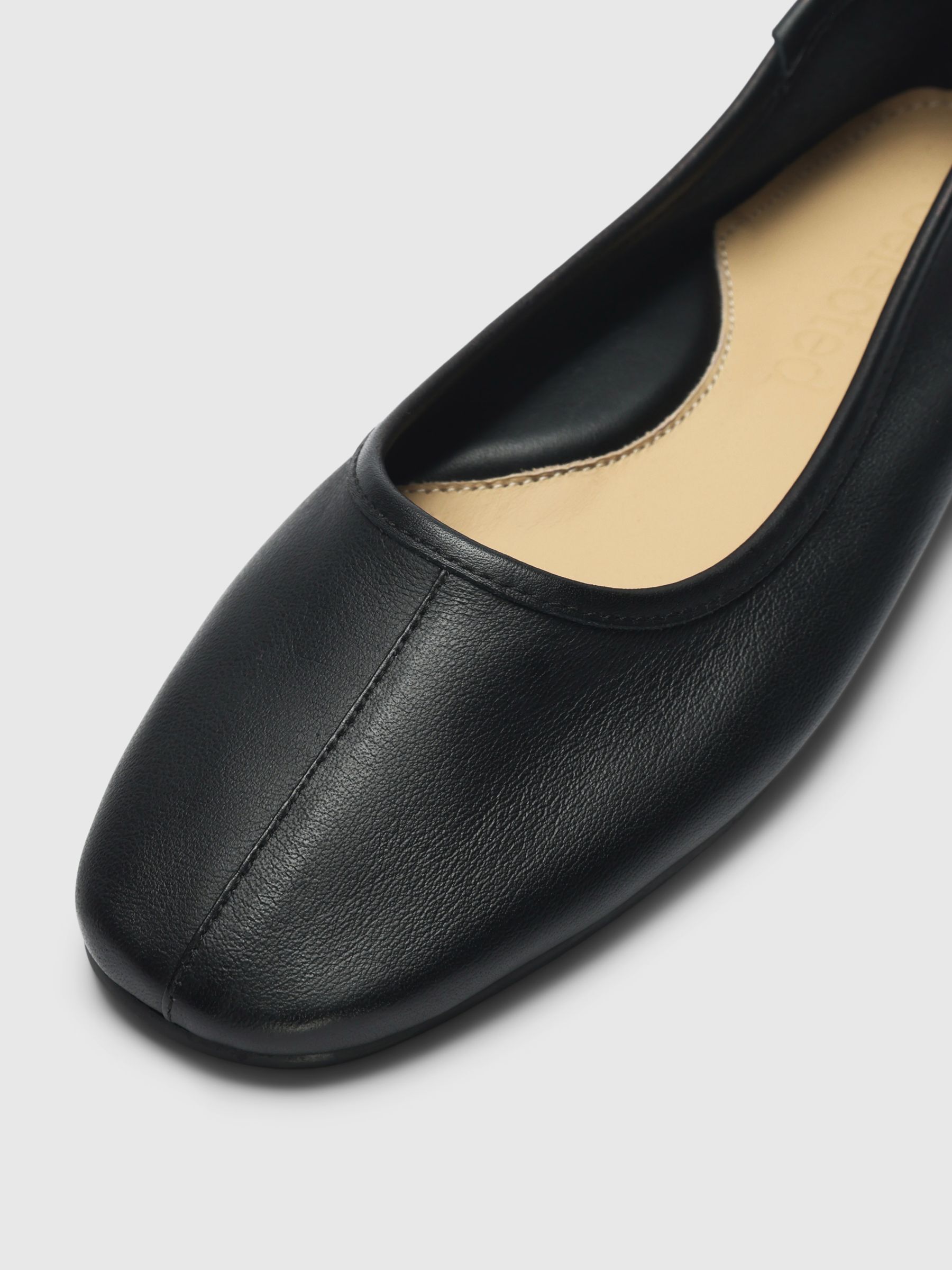 LEATHER BALLET FLATS, Black, highres