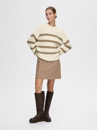 STRIPED KNITTED JUMPER, Snow White, highres