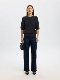 PUFF SLEEVE SWEATSHIRT, Black, highres