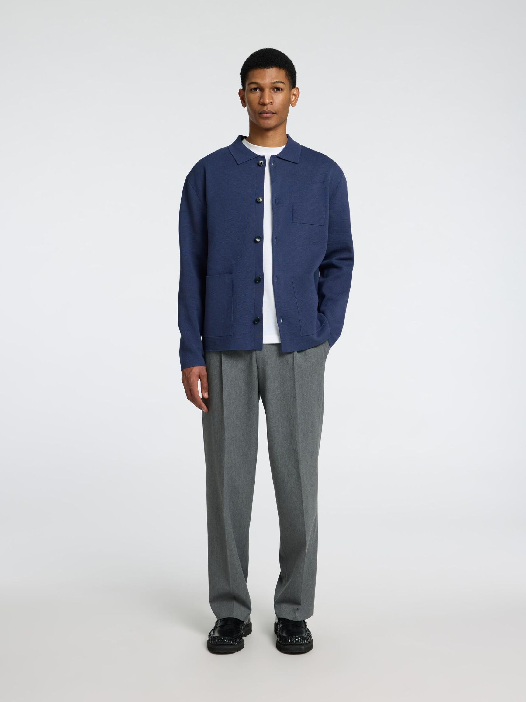 RELAXED FIT STRIKKET CARDIGAN, Oceana, highres