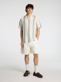 100% LINNEN OVERHEMD MET KORTE MOUWEN, Egret, highres
