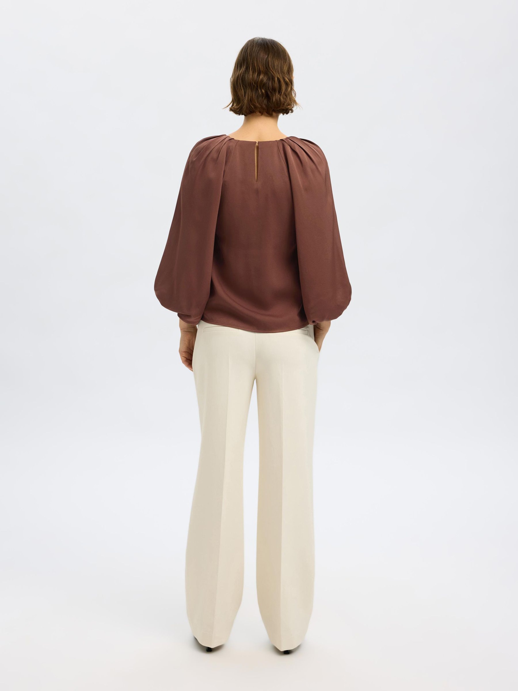 BLUZKA Z RĘKAWEM 3/4, Chestnut, highres