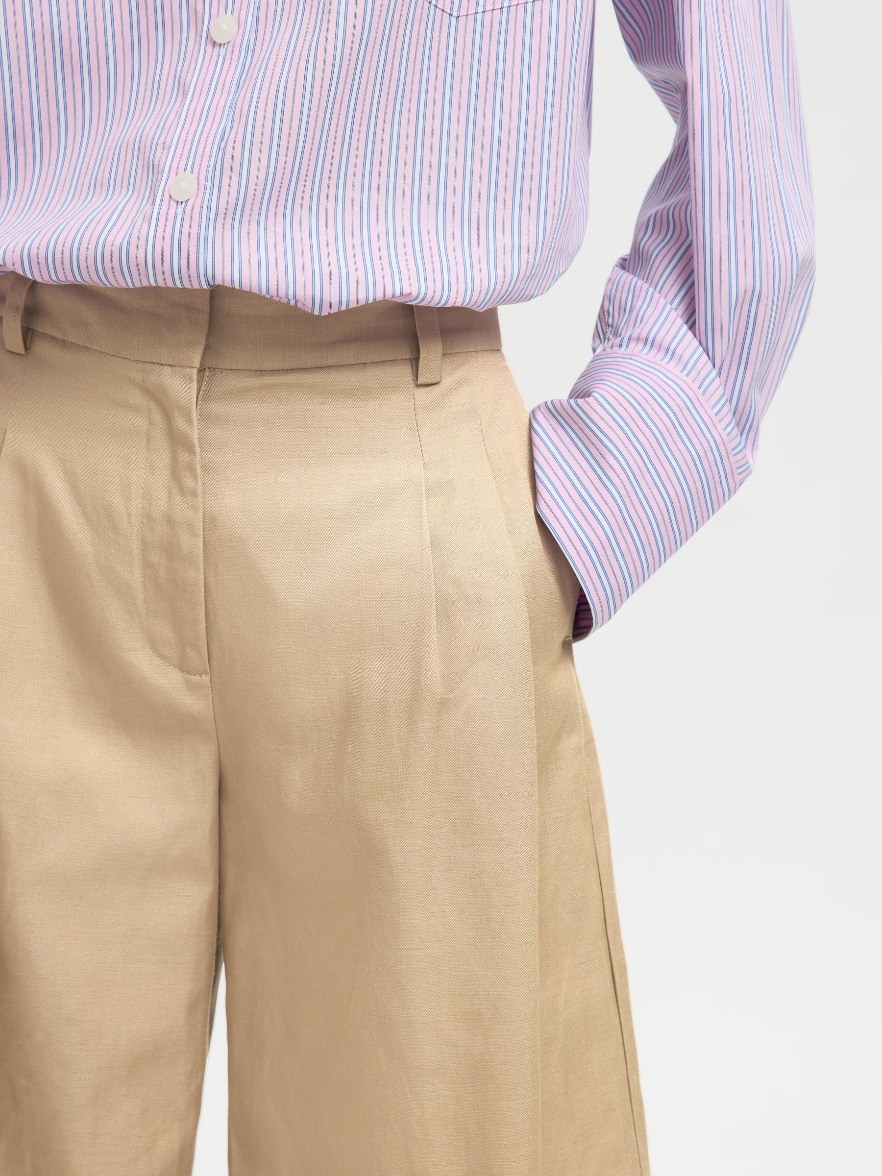 COTTON BLEND BERMUDA SHORTS, Weathered Teak, highres