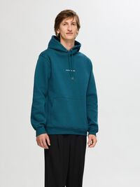 BRODERET HOODIE, Reflecting Pond, highres