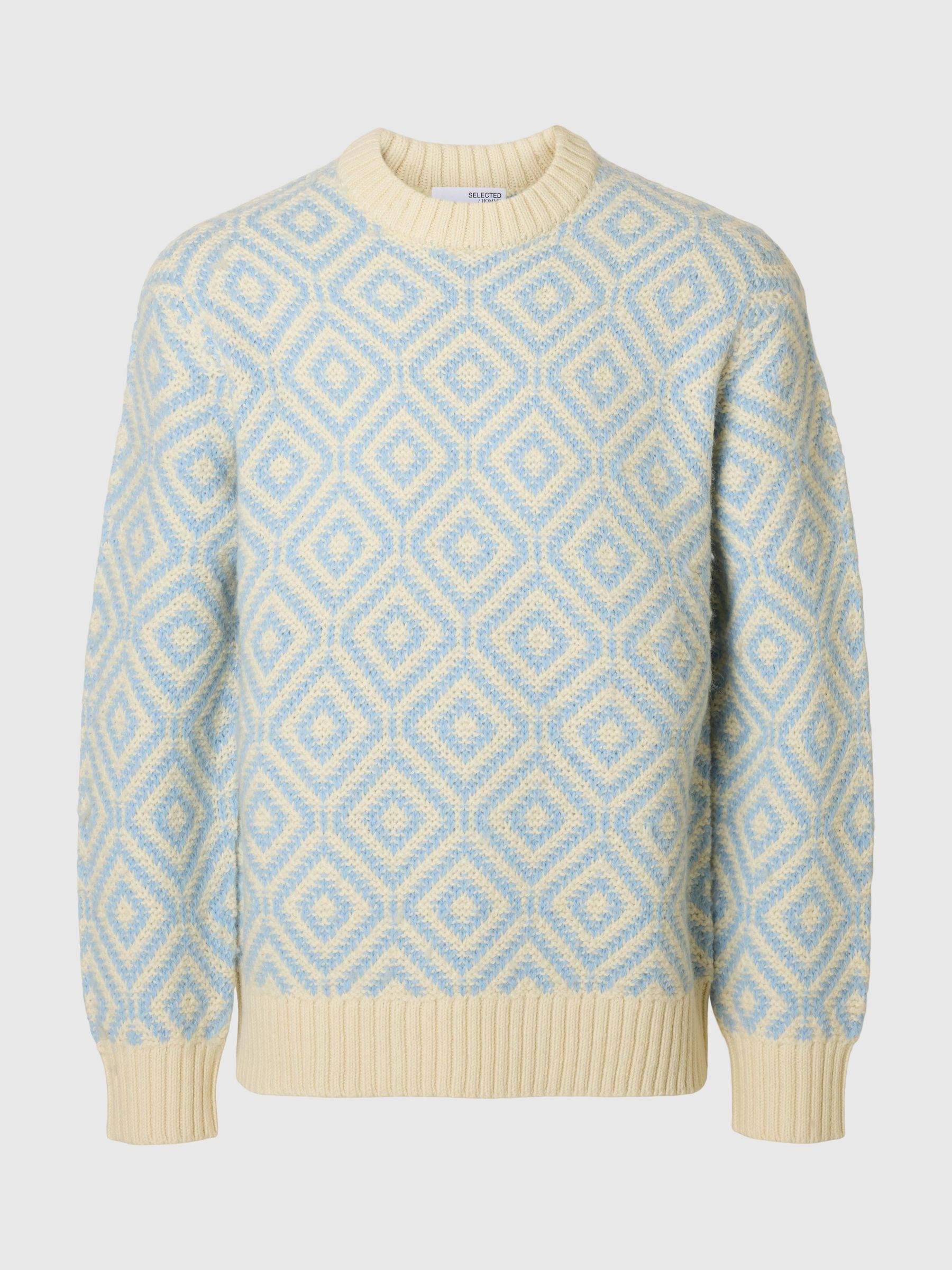 PATTERN KNITTED JUMPER, Egret, highres