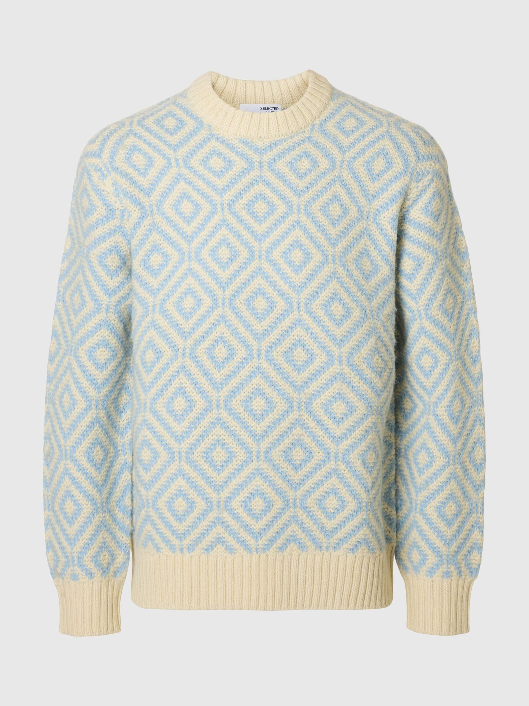 PATTERN KNITTED JUMPER, Egret, highres