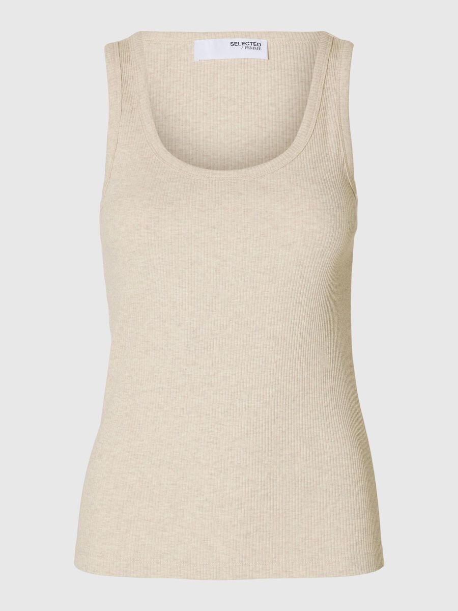 Selected RIPPMUSTER BAUMWOLL TANKTOP, Oatmeal, highres - 16096507_Oatmeal_1157696_001.jpg