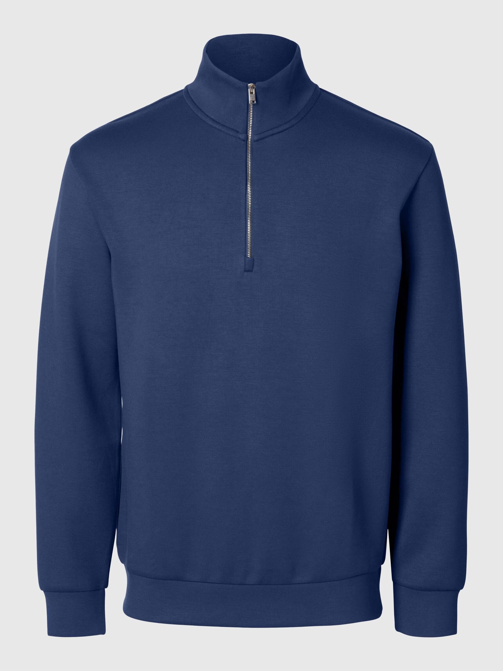 VISCOSE BLEND HALF ZIP SWEATSHIRT, Oceana, highres