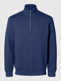VISCOSE BLEND HALF ZIP SWEATSHIRT, Oceana, highres